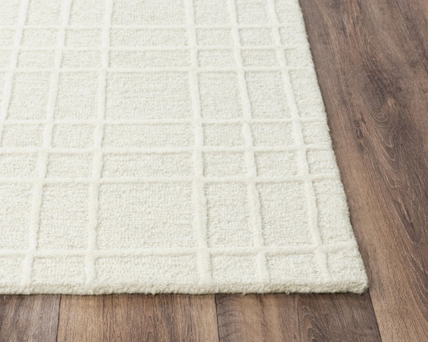 Alora Decor Lofton Hand-Tufted Ivory Wool Rug With Subtle Geometric Plaid Texture — Soft, Durable, Stylish Decor 9'9" x 13'9" A07A0710137939913