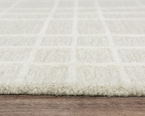 Alora Decor Lofton Ivory Runner Hand-Tufted 100% Wool 2'6"X8' Contemporary White-On-White Plaid, Soft Texture A07A0710137932608