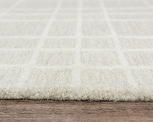 Alora Decor Lofton Hand-Tufted Ivory Wool Rug With Subtle Geometric Plaid Texture — Soft, Durable, Stylish Decor 9'9" x 13'9" A07A0710137939913