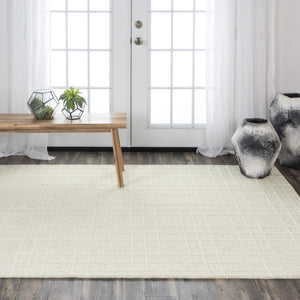 Alora Decor Lofton Ivory Runner Hand-Tufted 100% Wool 2'6"X8' Contemporary White-On-White Plaid, Soft Texture A07A0710137932608
