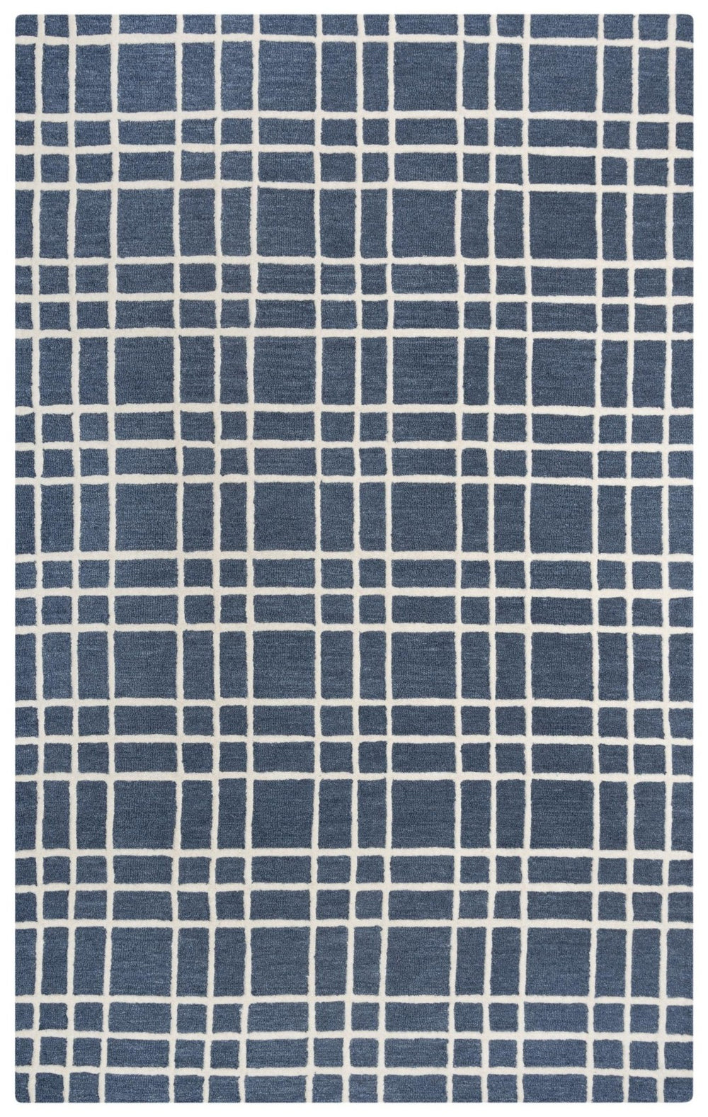 Alora Decor Lofton Hand-Tufted Wool Rug With Blue Plaid Texture And Ivory Accents For Contemporary Living Spaces 5' x 7'6" A07A0710200090576