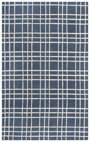 Alora Decor Lofton Hand-Tufted Wool Rug With Blue Plaid Texture And Ivory Accents For Contemporary Living Spaces 5' x 7'6" A07A0710200090576