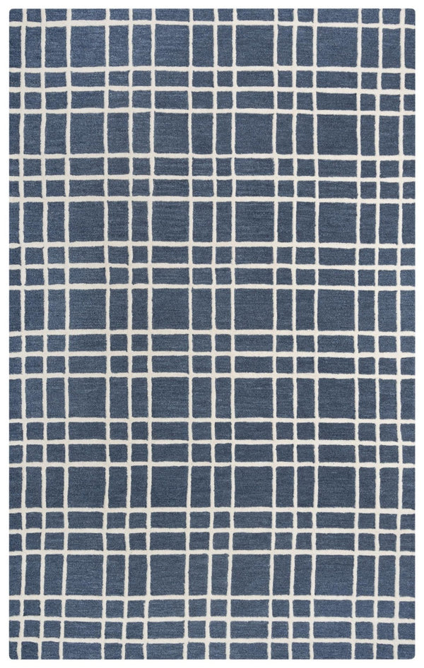Alora Decor Lofton Hand-Tufted Wool Rug With Blue Plaid Texture And Ivory Accents For Contemporary Living Spaces 5' x 7'6" A07A0710200090576