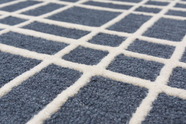 Alora Decor Lofton Hand-Tufted Wool Rug With Blue Plaid Texture And Ivory Accents For Contemporary Living Spaces 5' x 7'6" A07A0710200090576