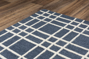 Alora Decor Lofton Hand-Tufted Wool Rug With Blue Plaid Texture And Ivory Accents For Contemporary Living Spaces 5' x 7'6" A07A0710200090576