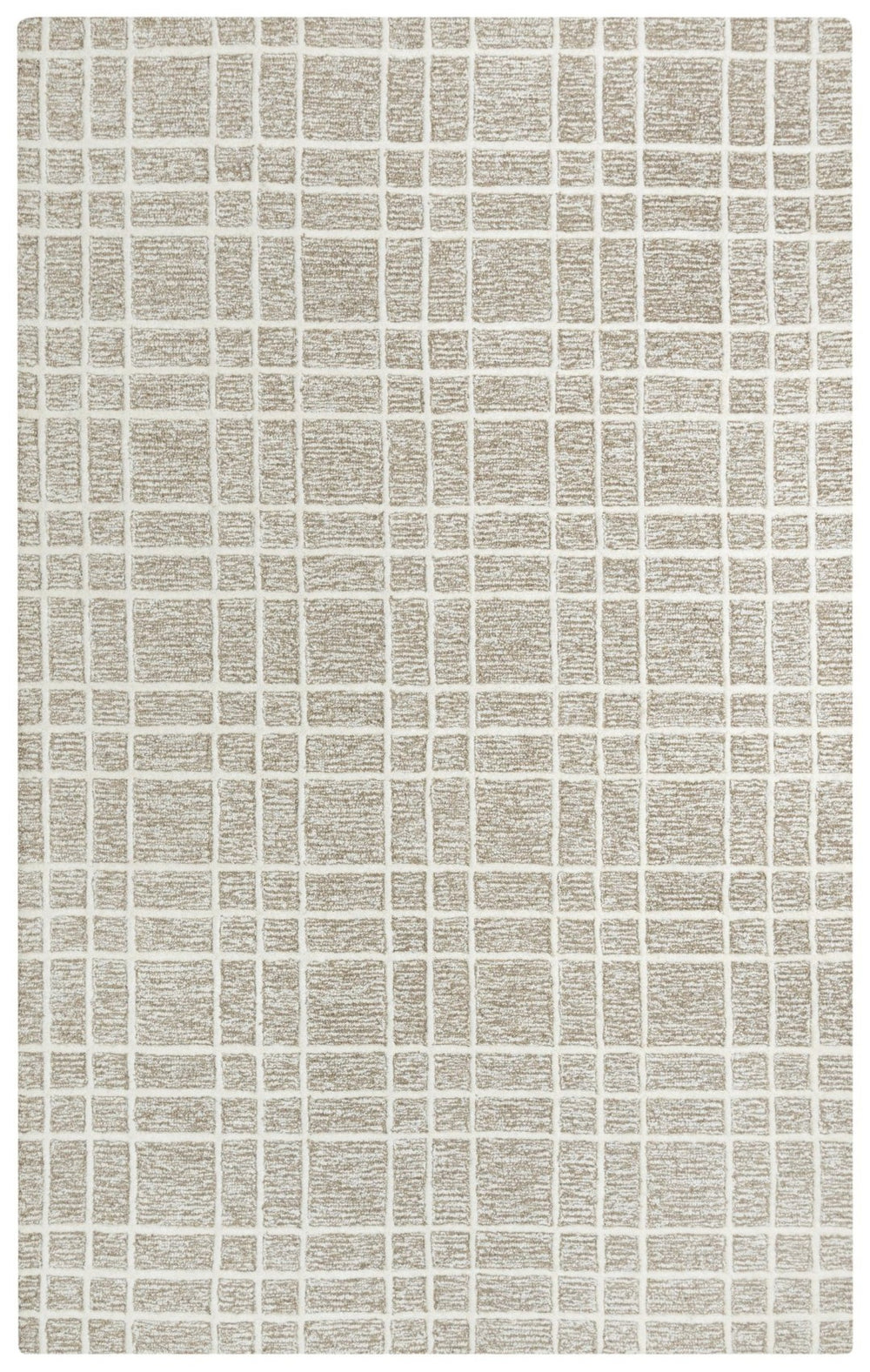 Alora Decor Lofton Hand-Tufted 100% Wool Runner 2'6"X8' Brown & Ivory Plaid Loop-Cut Pile Contemporary Rug A07A0710300122608