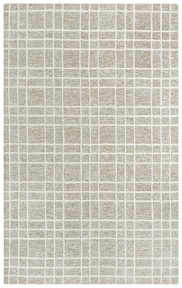 Alora Decor Lofton Hand-Tufted 100% Wool Runner 2'6"X8' Brown & Ivory Plaid Loop-Cut Pile Contemporary Rug A07A0710300122608