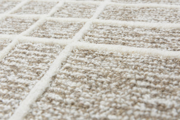 Alora Decor Lofton Hand-Tufted 100% Wool Runner 2'6"X8' Brown & Ivory Plaid Loop-Cut Pile Contemporary Rug A07A0710300122608