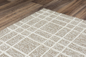 Alora Decor Lofton Hand-Tufted 100% Wool Runner 2'6"X8' Brown & Ivory Plaid Loop-Cut Pile Contemporary Rug A07A0710300122608