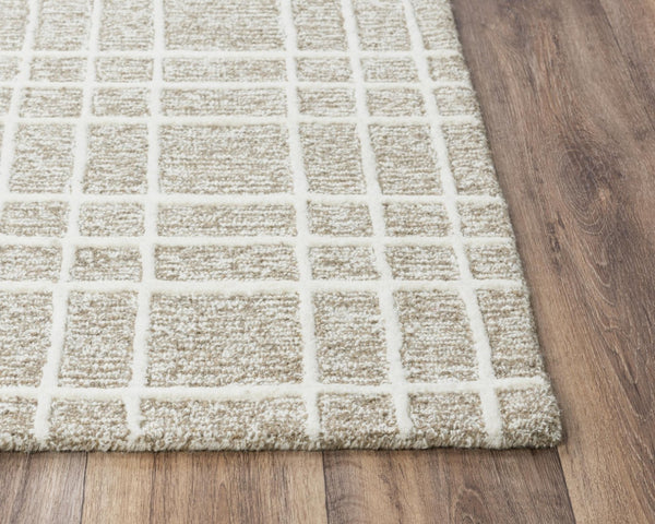 Alora Decor Lofton Hand-Tufted 100% Wool Brown And Ivory Plaid Rug — Plush Basket-Weave Texture For Cozy Rooms 3' x 5' A07A0710300120305