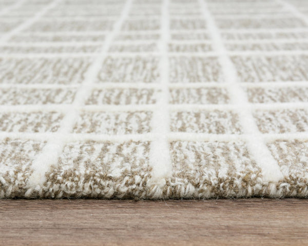 Alora Decor Lofton Hand-Tufted 100% Wool Runner 2'6"X8' Brown & Ivory Plaid Loop-Cut Pile Contemporary Rug A07A0710300122608