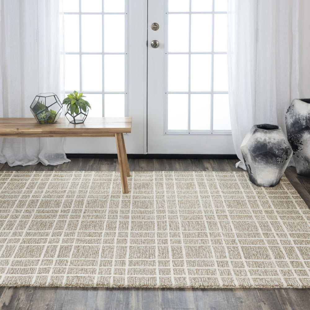 Alora Decor Lofton Hand-Tufted 100% Wool Runner 2'6"X8' Brown & Ivory Plaid Loop-Cut Pile Contemporary Rug A07A0710300122608