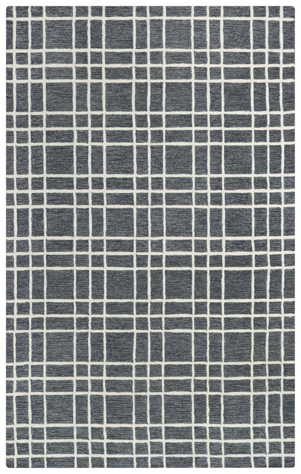 Alora Decor Lofton Hand-Tufted Wool Rug — Soft Gray & Ivory Geometric Plaid, Low-Profile Plush Texture 7'9" x 9'9" A07A0710400167999