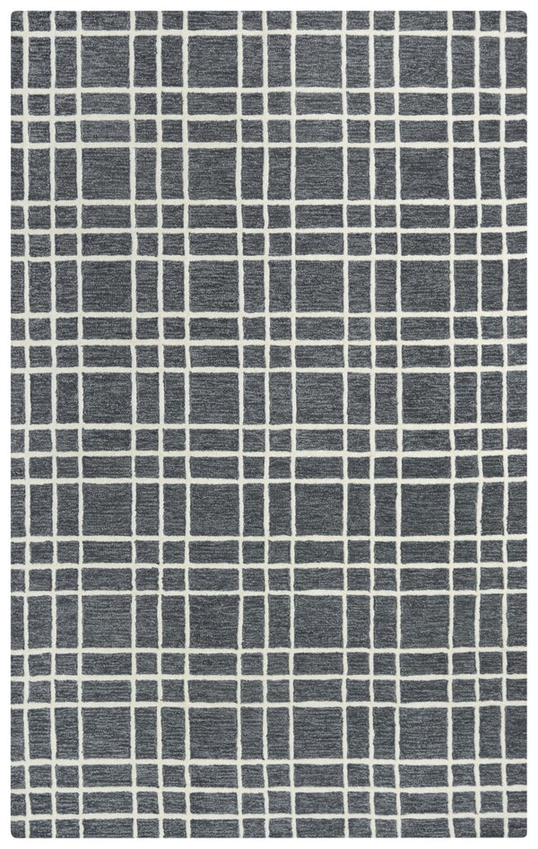 Alora Decor Lofton Hand-Tufted Wool Rug — Soft Gray & Ivory Geometric Plaid, Low-Profile Plush Texture 7'9" x 9'9" A07A0710400167999