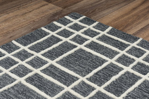 Alora Decor Lofton Hand-Tufted Wool Rug — Soft Gray & Ivory Geometric Plaid, Low-Profile Plush Texture 7'9" x 9'9" A07A0710400167999