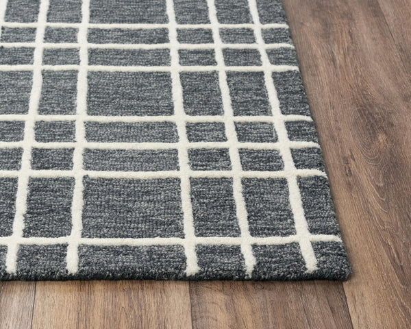 Alora Decor Lofton Hand-Tufted Wool Rug — Soft Gray & Ivory Geometric Plaid, Low-Profile Plush Texture 7'9" x 9'9" A07A0710400167999