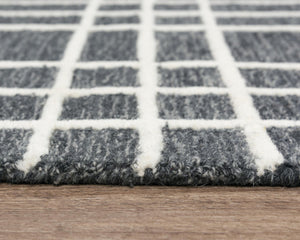 Alora Decor Lofton Hand-Tufted Wool Rug — Soft Gray & Ivory Geometric Plaid, Low-Profile Plush Texture 7'9" x 9'9" A07A0710400167999