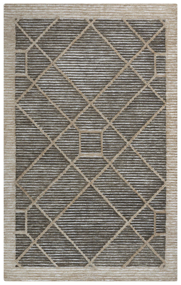 Alora Decor Vista Geometric Rug — Hand-Tufted Recycled Polyester, Water-Resistant Brown & Beige Modern Style 7'9" x 9'9" A09A0911100127999