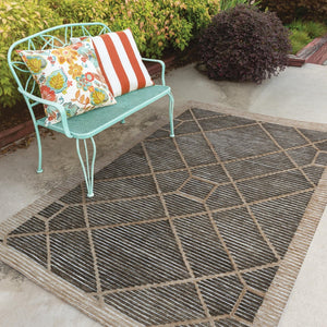 Alora Decor Vista Geometric Rug — Hand-Tufted Recycled Polyester, Water-Resistant Brown & Beige Modern Style 7'9" x 9'9" A09A0911100127999