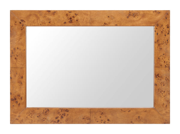 Zuo Modern Mirat Burl Veneer Wall Mirror Modern Frame for Living Room Bedroom or Entryway A12307
