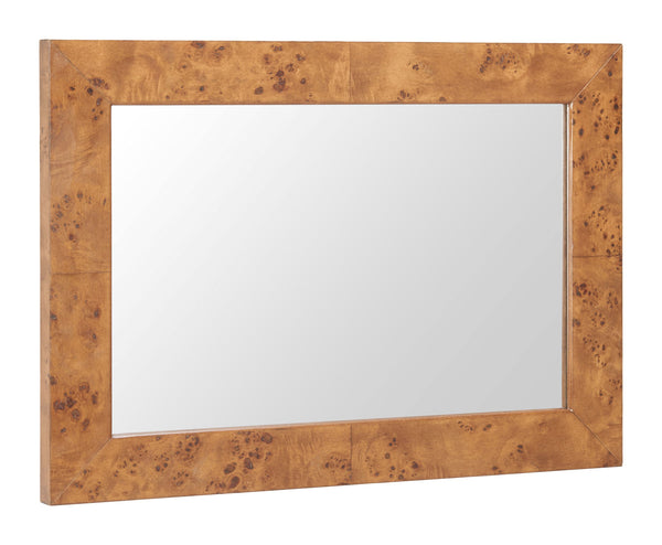 Mirat Burl Veneer Wall Mirror Modern Frame for Living Room Bedroom or Entryway
