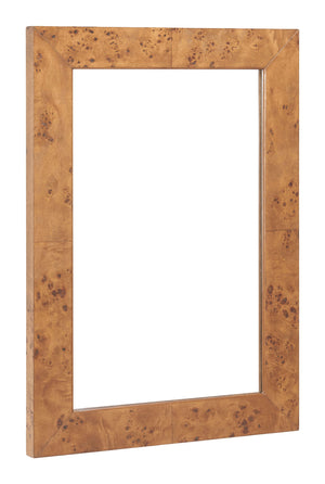 Mirat Burl Veneer Wall Mirror Modern Frame for Living Room Bedroom or Entryway