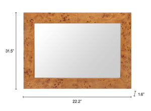 Mirat Burl Veneer Wall Mirror Modern Frame for Living Room Bedroom or Entryway