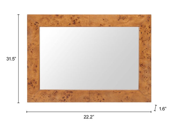 Mirat Burl Veneer Wall Mirror Modern Frame for Living Room Bedroom or Entryway