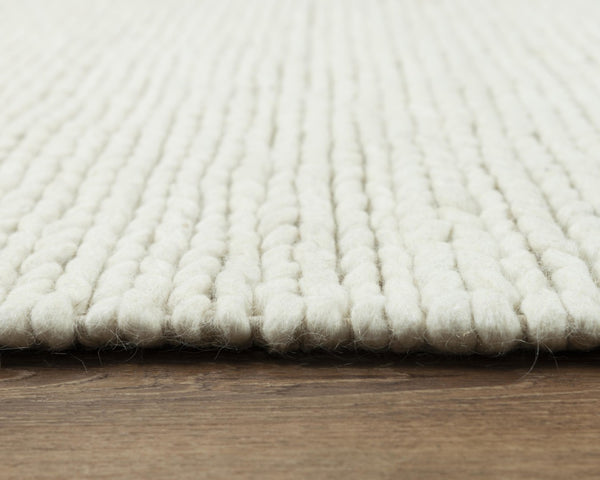 Alora Decor Kolkata Hand-Woven 100% Wool Rug — Ivory Beige Modern Boho Texture, Thick Pile Cozy Warmth Appeal 8'9" x 11'9" A13A1399000378919