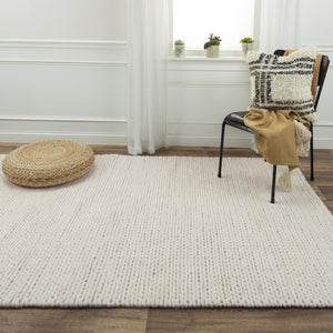 Alora Decor Kolkata Hand-Woven 100% Wool Rug — Ivory Beige Modern Boho Texture, Thick Pile Cozy Warmth Appeal 8'9" x 11'9" A13A1399000378919
