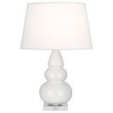 Robert Abbey Lily Small Triple Gourd Accent Lamp Lily Glazed Ceramic with Lucite Base Pearl Dupioni Fabric Shade