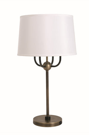 House Of Troy Alpine 4-light Cluster Table Lamp With Usb Port And Elegant White Silk Softback Shade For Any Room Antique Brass,Hammered Bronze Metal A751-ab/Hb