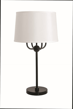 House Of Troy Alpine 4-light Cluster Table Lamp With Usb Port And Elegant White Silk Softback Shade For Any Room Black,Supreme Silver Metal A751-blk/Ss