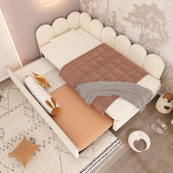 English Elm Upholstered King Platform Bed Chenille Pillow Headboard Low Profile Modern Bedroom Beige 78.7 L x 42.5 W x 30 H AA20362122B-1