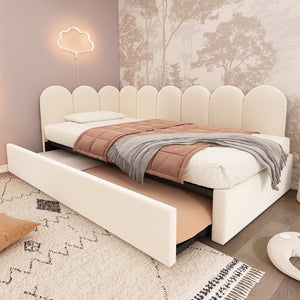 English Elm Upholstered King Platform Bed Chenille Pillow Headboard Low Profile Modern Bedroom Beige 78.7 L x 42.5 W x 30 H AA20362122B-1