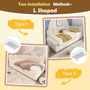 English Elm Upholstered King Platform Bed Chenille Pillow Headboard Low Profile Modern Bedroom Beige 78.7 L x 42.5 W x 30 H AA20362122B-1