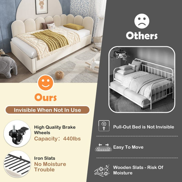 English Elm Upholstered King Platform Bed Chenille Pillow Headboard Low Profile Modern Bedroom Beige 78.7 L x 42.5 W x 30 H AA20362122B-1