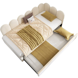 English Elm Upholstered King Platform Bed Chenille Pillow Headboard Low Profile Modern Bedroom Beige 78.7 L x 42.5 W x 30 H AA20362122B-1