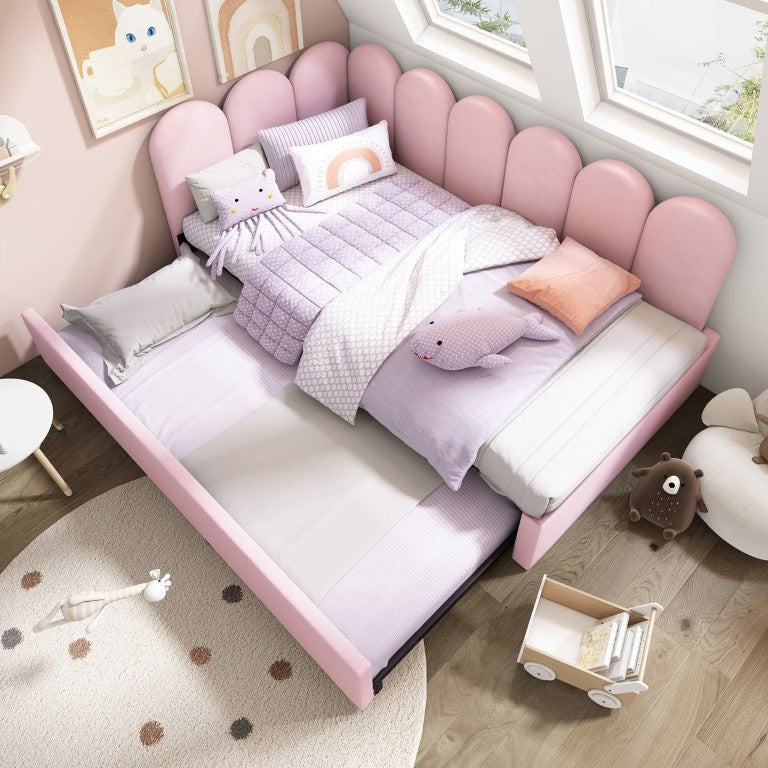 English Elm Old Sku Velvet Twin Daybed with Hydraulic Lift Storage Sofa Lounge for Guest Rooms Pink AA20362122P-1