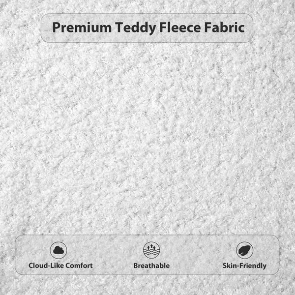 English Elm Queen Teddy Fleece Platform Bed with Hidden Storage Built-in Lights and Side Cubbies AA26061621Q