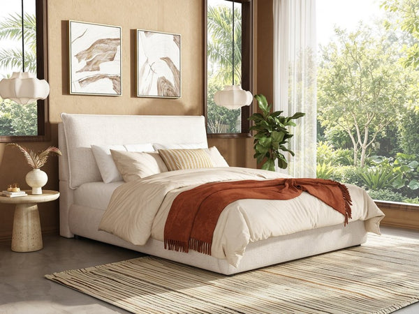 English Elm Upholstered Queen Platform Bed Chenille Pillow Headboard Low Profile Modern Bedroom AA26085861Q