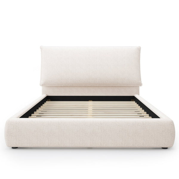 English Elm Upholstered Queen Platform Bed Chenille Pillow Headboard Low Profile Modern Bedroom AA26085861Q