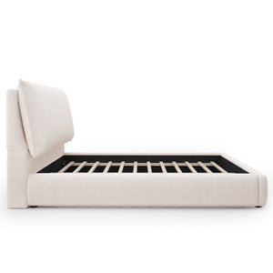 English Elm Upholstered Queen Platform Bed Chenille Pillow Headboard Low Profile Modern Bedroom AA26085861Q