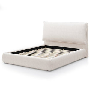 English Elm Upholstered Queen Platform Bed Chenille Pillow Headboard Low Profile Modern Bedroom AA26085861Q