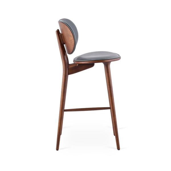 Soho Concept Aaron Counter Barstools - Solid Ash Walnut Base With Grey Camira Blazer Wool Upholstery, 10-year Guarantee Grey  Soho-concept-dining-chair-07356