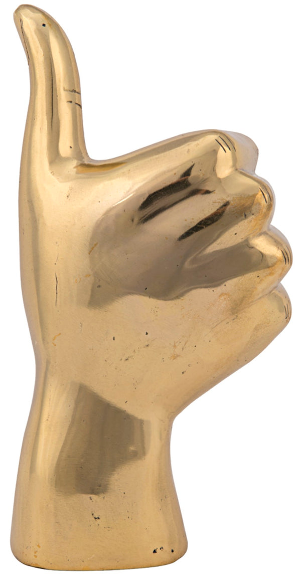 Noir Thumbs Up Brass Sculpture - Handcrafted Chic Décor, Unique Expressions, Perfect Gift for Any Space! AB-124BR