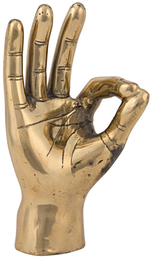Noir OK Sign, Brass - Handcrafted Decorative Sculpture with Antique Finish for Modern Home Accent Decor AB-127BR