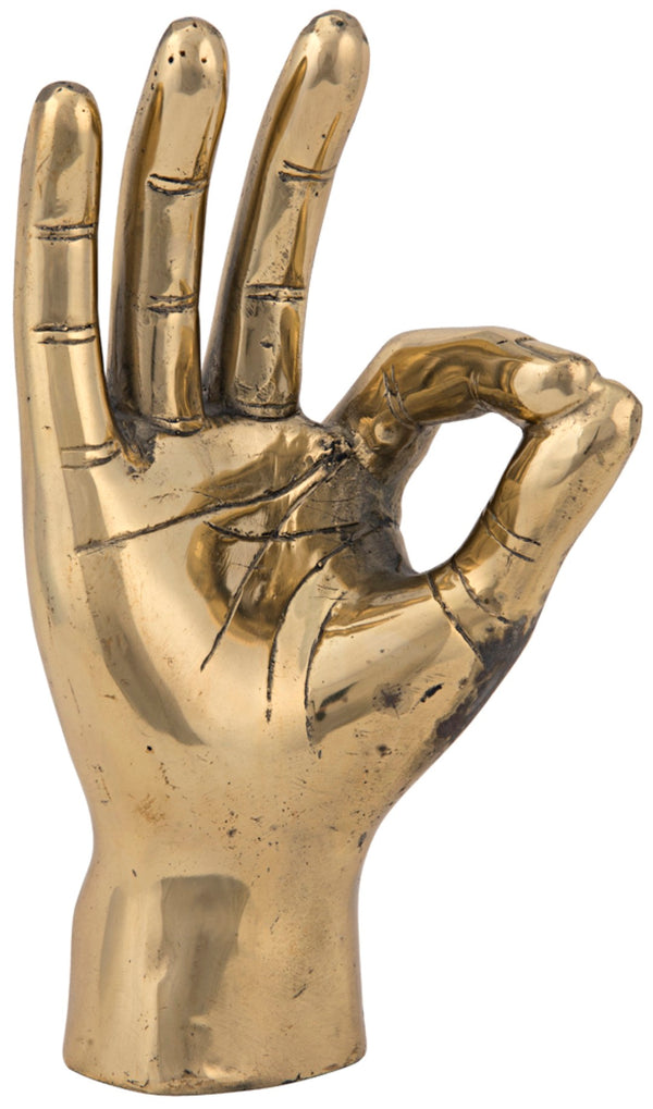 Noir OK Sign, Brass - Handcrafted Decorative Sculpture with Antique Finish for Modern Home Accent Decor AB-127BR