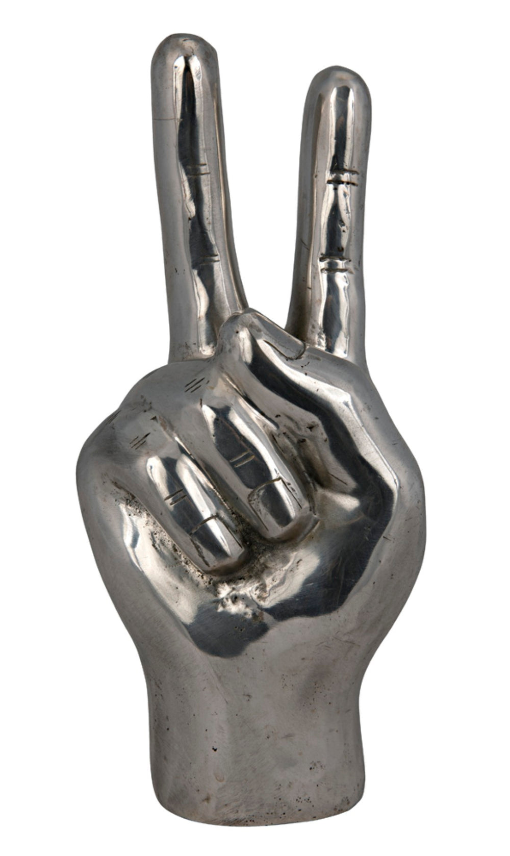 Noir Peace Sign Sculpture in Textured Silver Finish - Handcrafted Modern Bohemian Accent for Home Decor AB-144SV