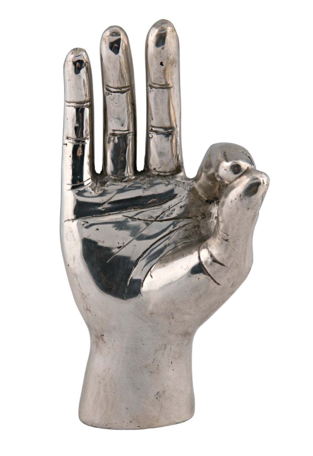 Noir Ok Sign - Handcrafted Silver Metal Sculpture for Modern Decor, Cheerful Gift for Home & Office AB-150SV